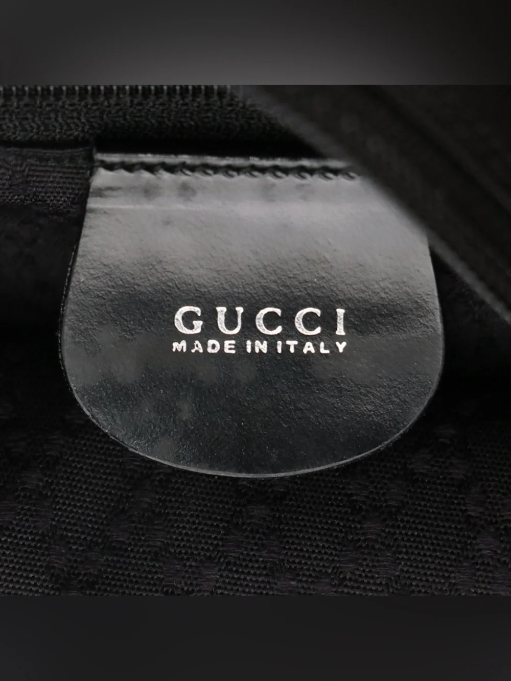 Vintage Gucci Black Nylon Canvas Bamboo Handle Shoulder Bag GG Jacquard Hobo